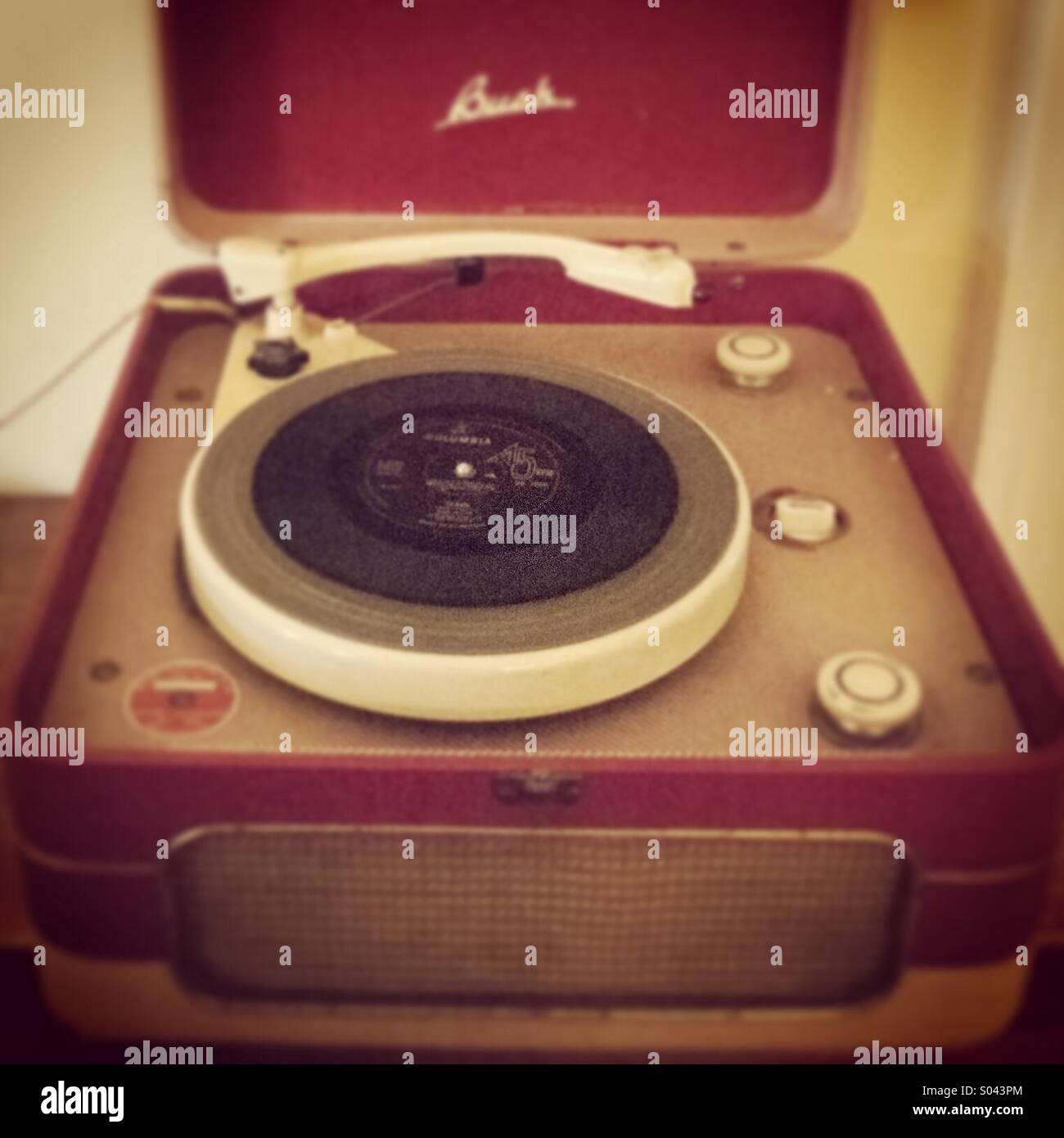 Bush record player from the 1950s or 1960s. Instagram style iPhone mobile phone photo. - Smartphone Captured Stock Image