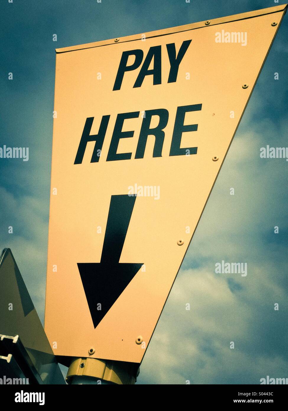 Car park pay here sign Stock Photo