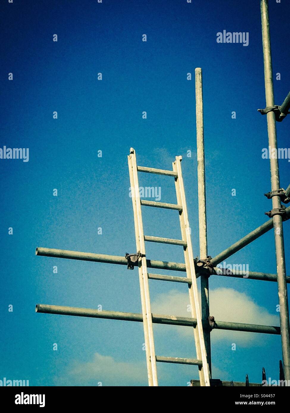 Ladder going up to scaffolding - Smartphone Captured Stock Image
