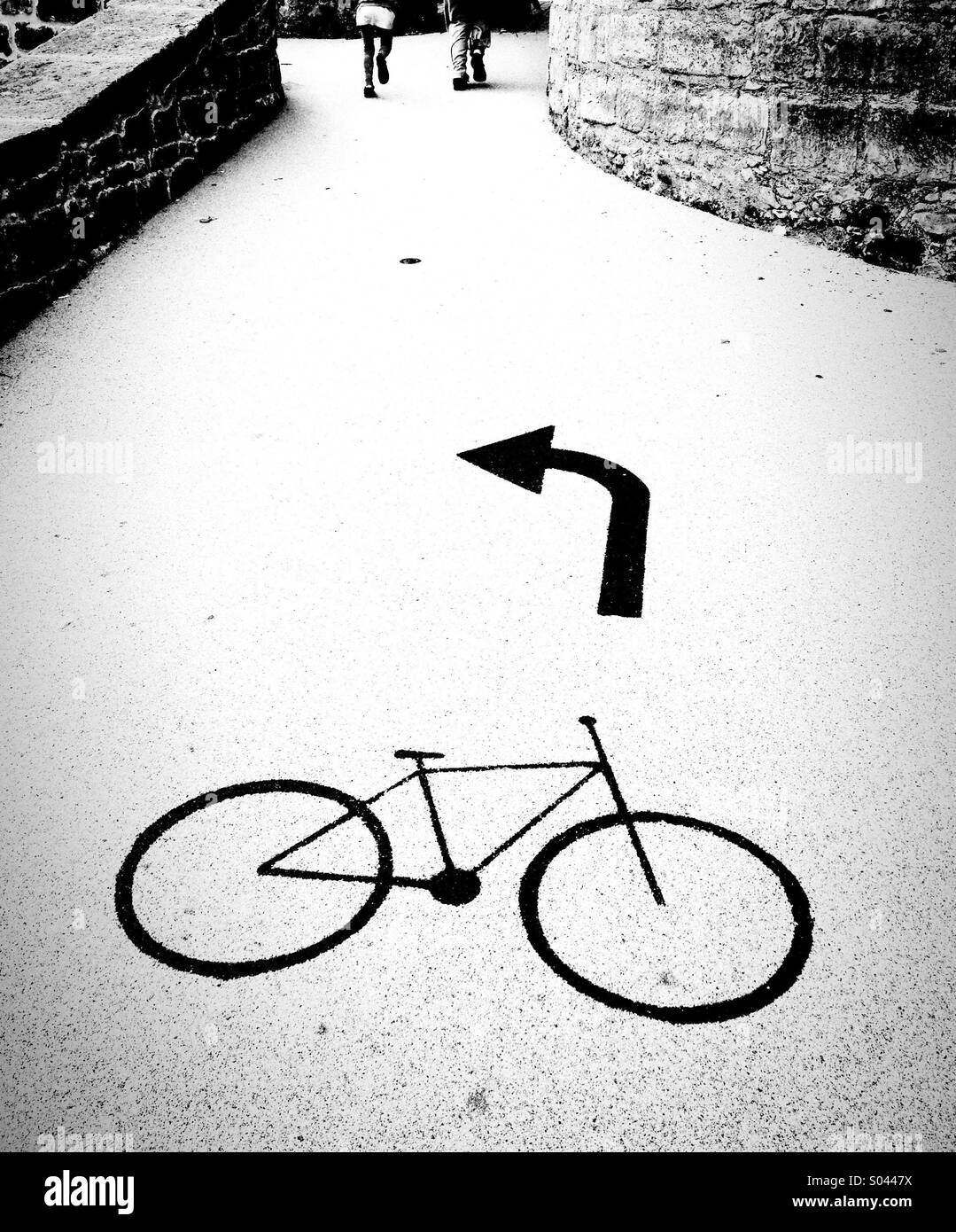 Cycling sign and arrow - Smartphone Captured Stock Image