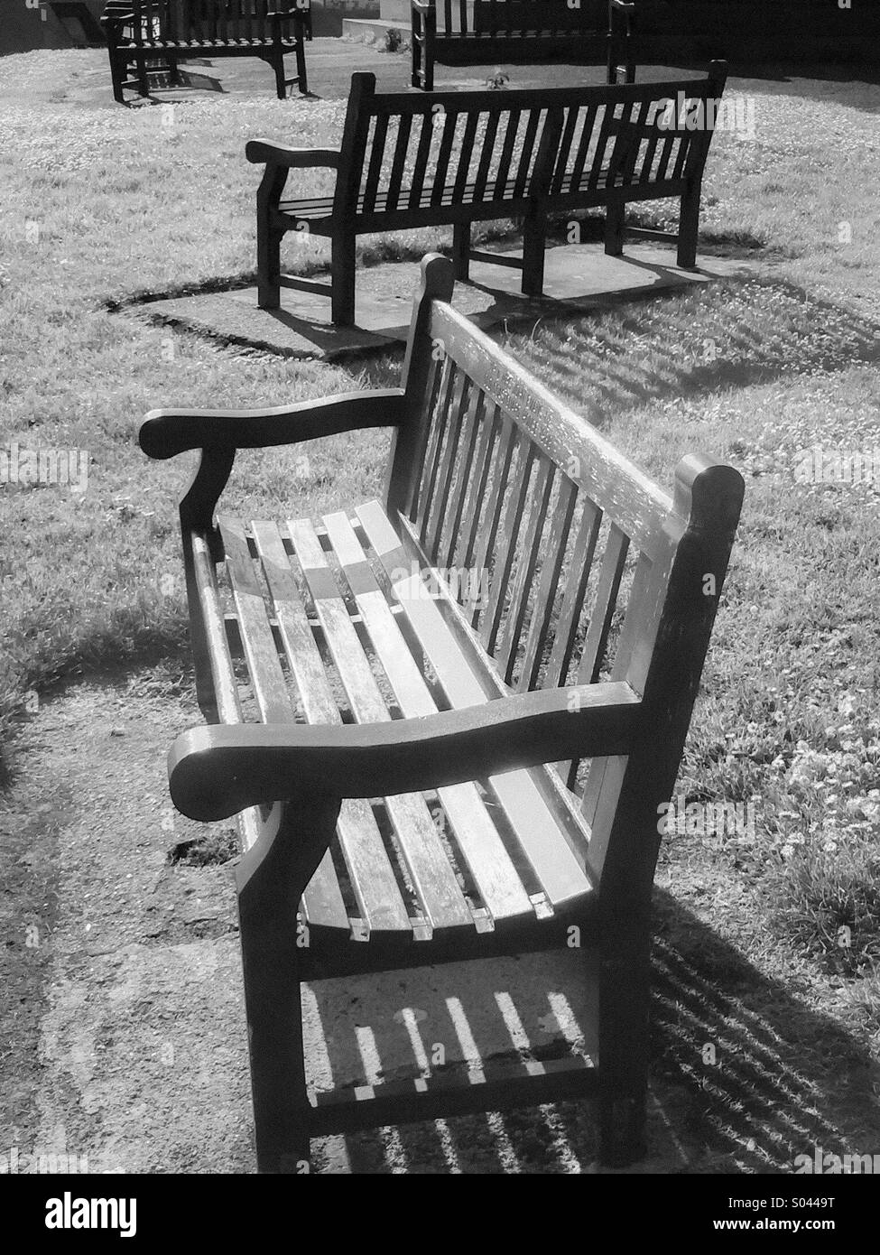Benches at different angles Stock Photo Alamy