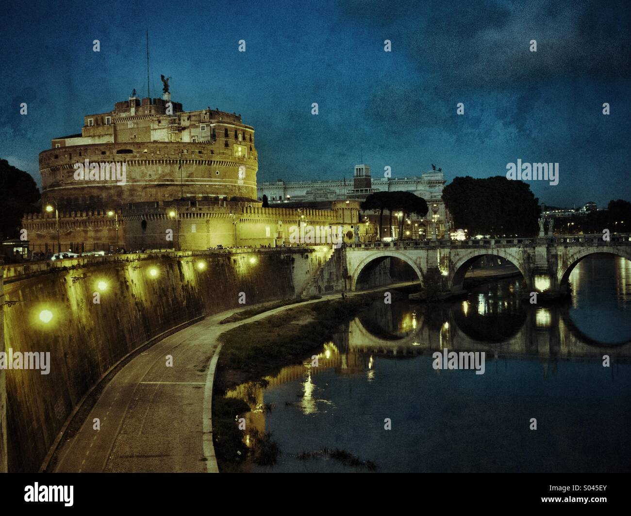 Rome, Italy. Castel Sant' Angelo and the river Tiber. Stock Photo