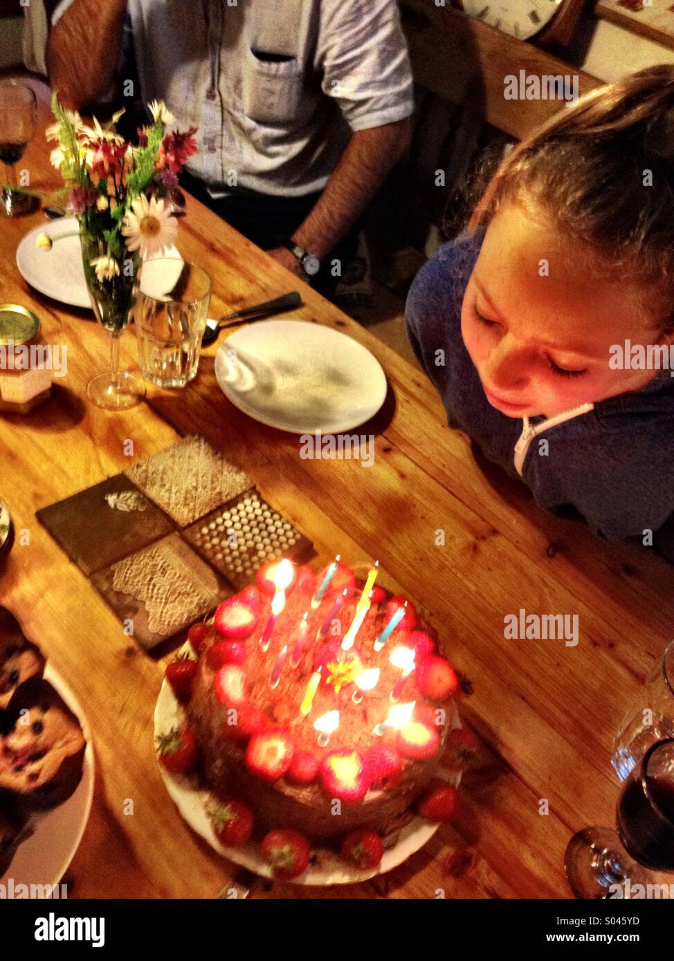 Blowing out the candles Stock Photo Alamy