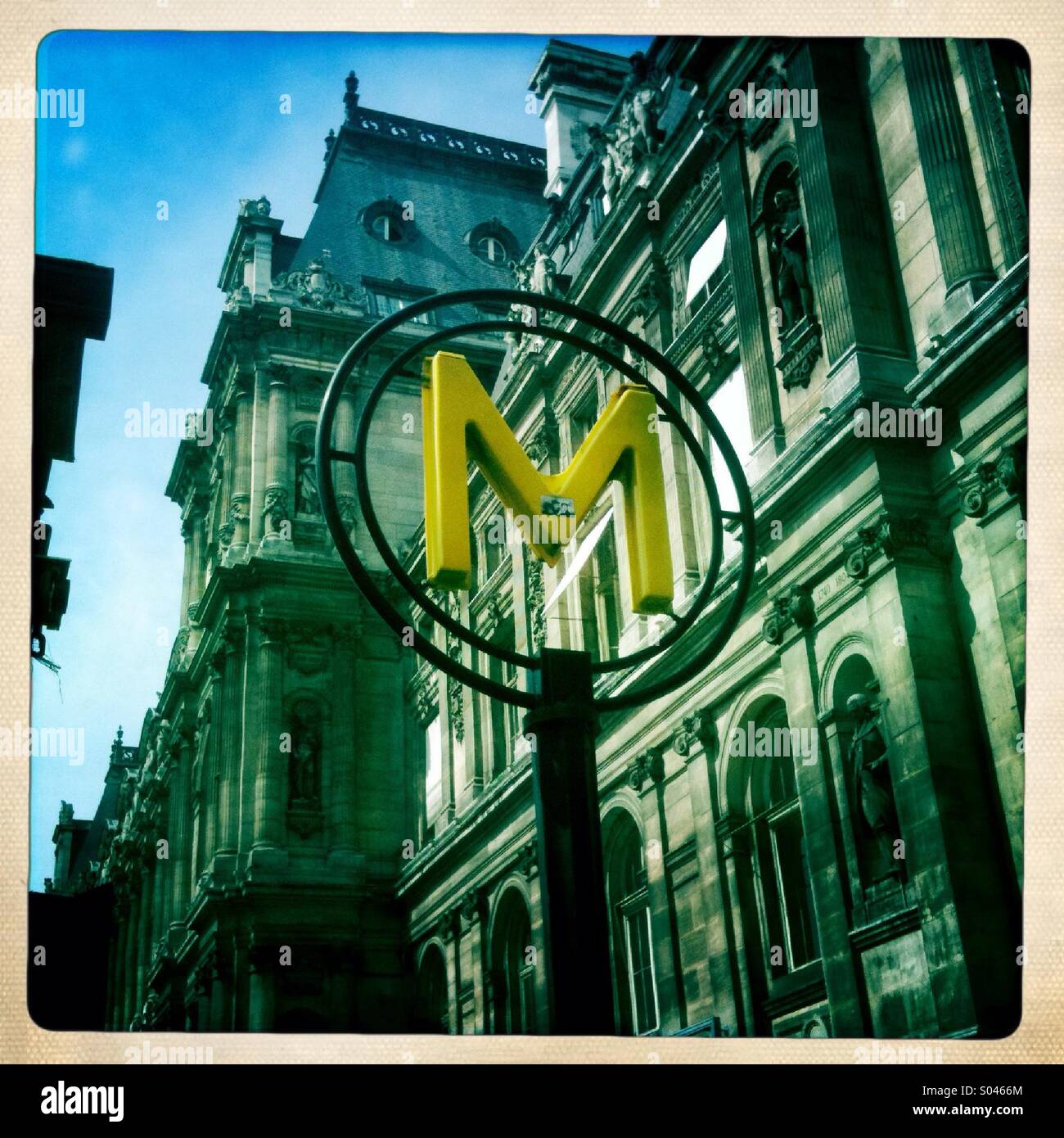 Paris metro entrance at the Hotel de Ville - Smartphone Captured Stock Image
