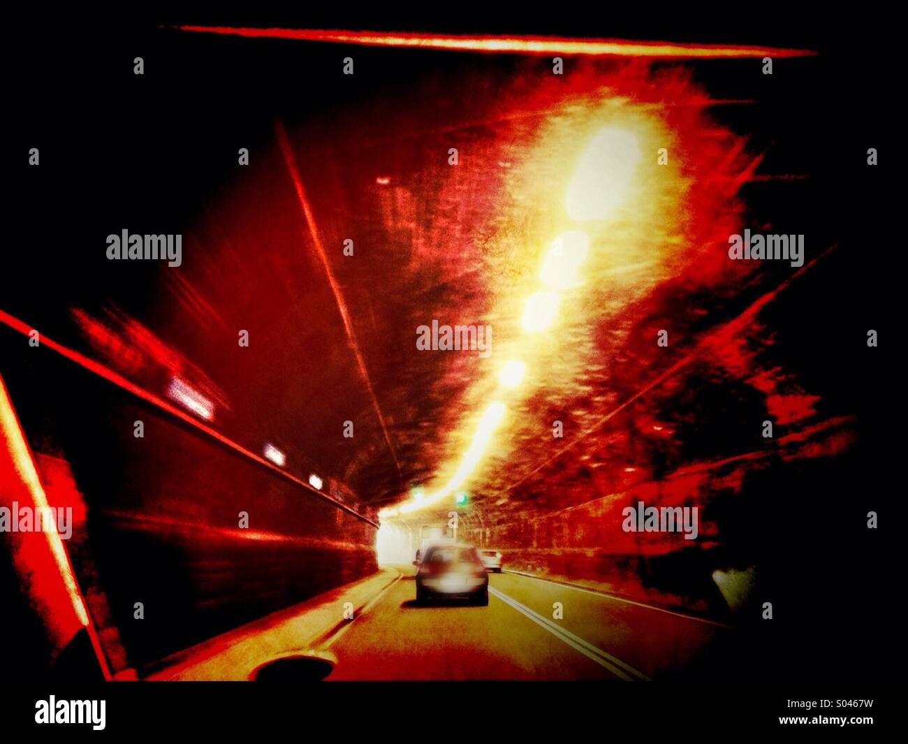 Driving through Conwy tunnel - Smartphone Captured Stock Image