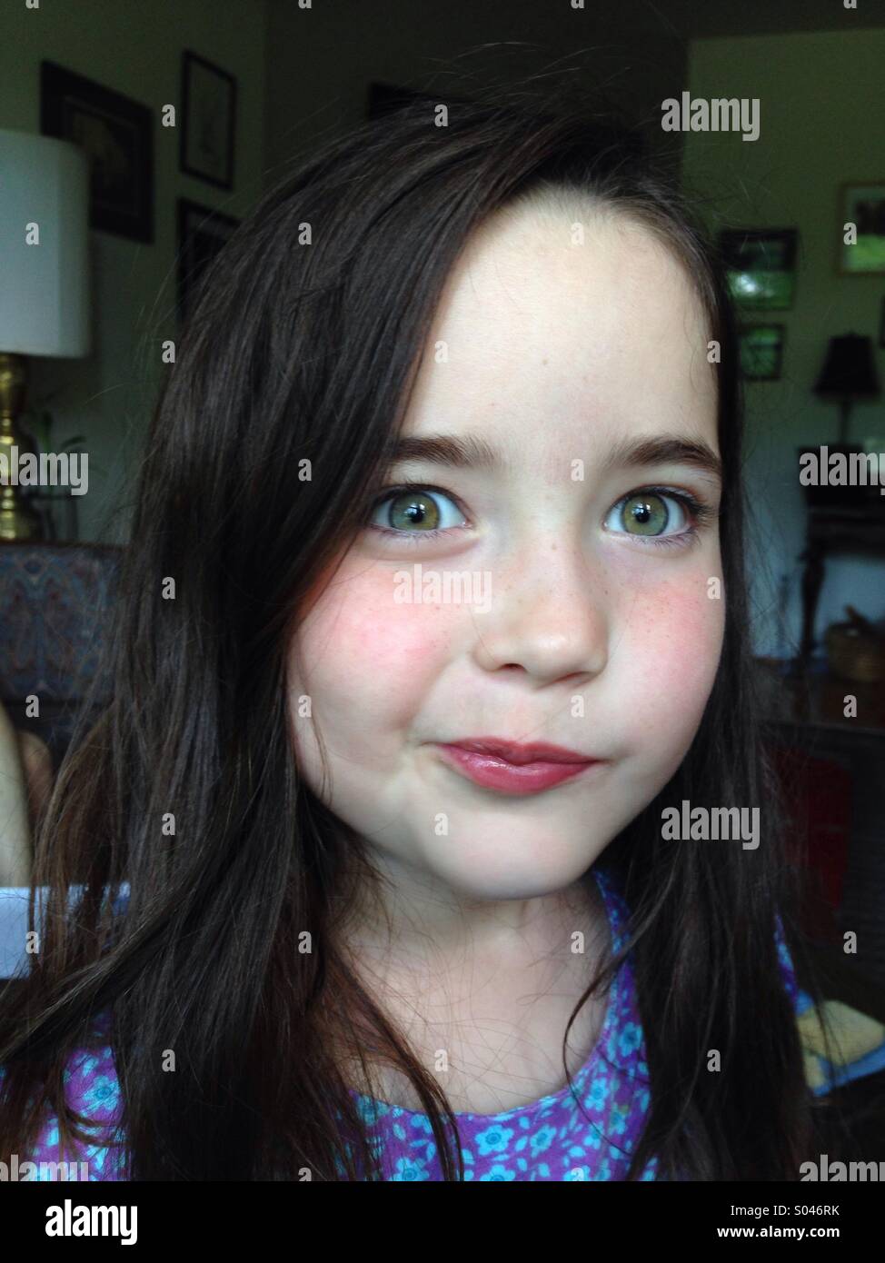 Young girl acting silly for camera Stock Photo