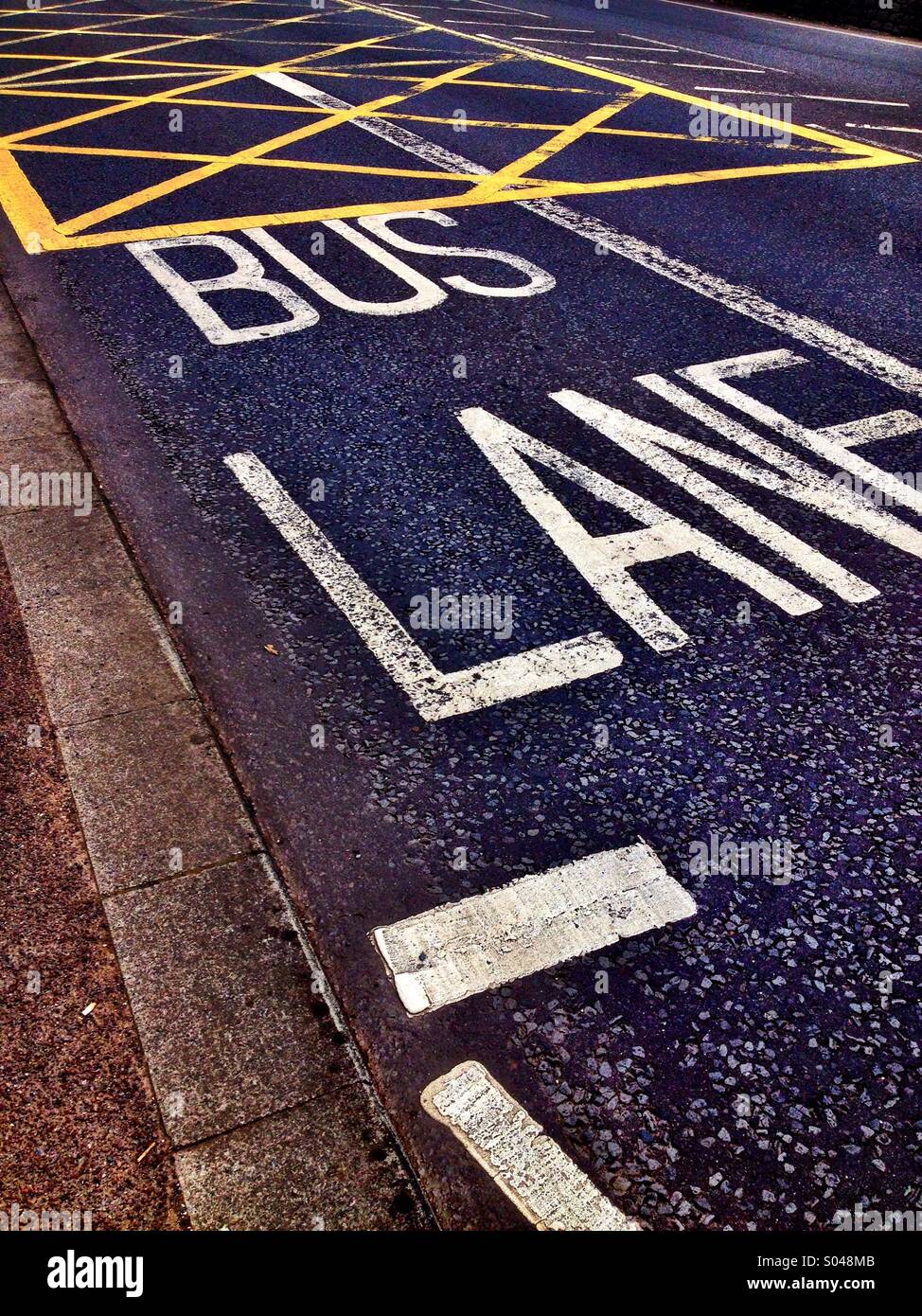 Bus lane and junction box Stock Photo