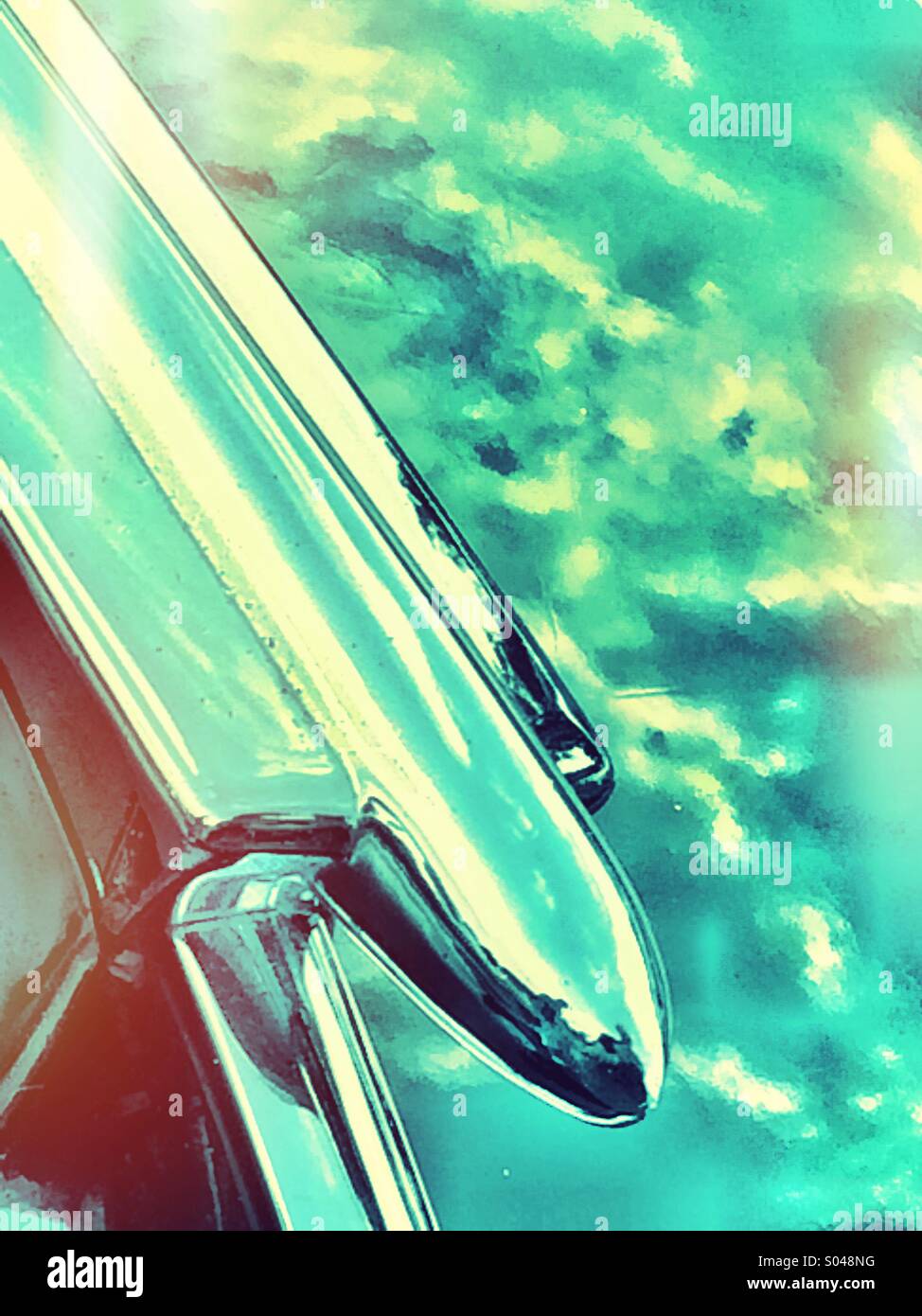 Classic car chrome and sky reflection - Smartphone Captured Stock Image