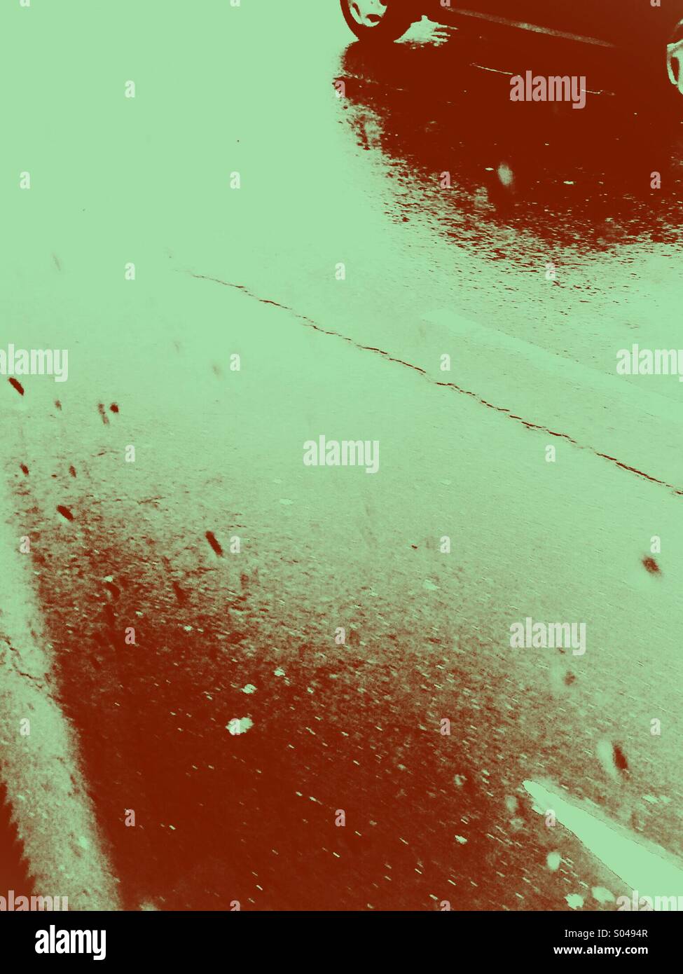 Looking through window at car passing in the rain - Smartphone Captured Stock Image