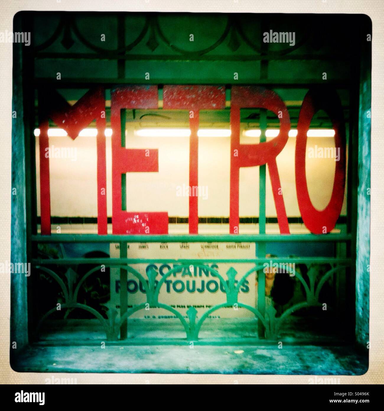 Sign for a Paris metro entrance - Smartphone Captured Stock Image