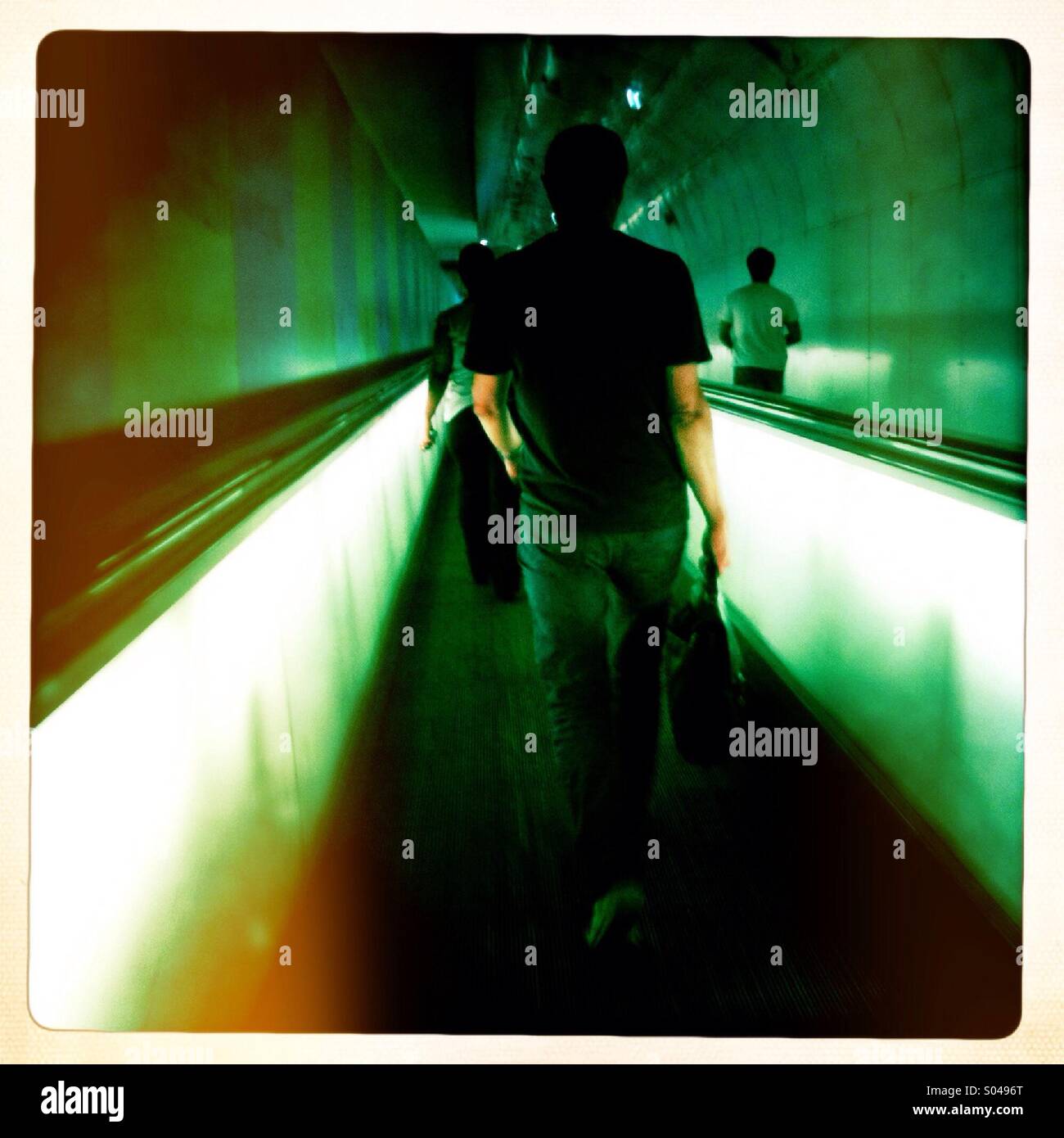 Moving sidewalk in the Paris metro - Smartphone Captured Stock Image