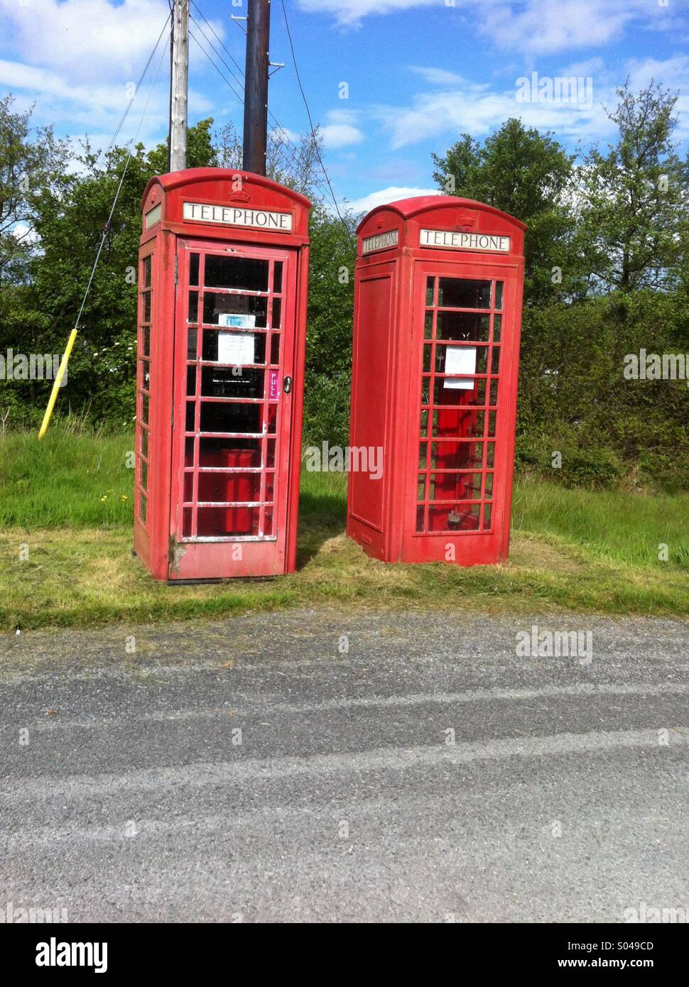 Twin telephone boxes on the Isle Of Raasay Scotland - Smartphone Captured Stock Image