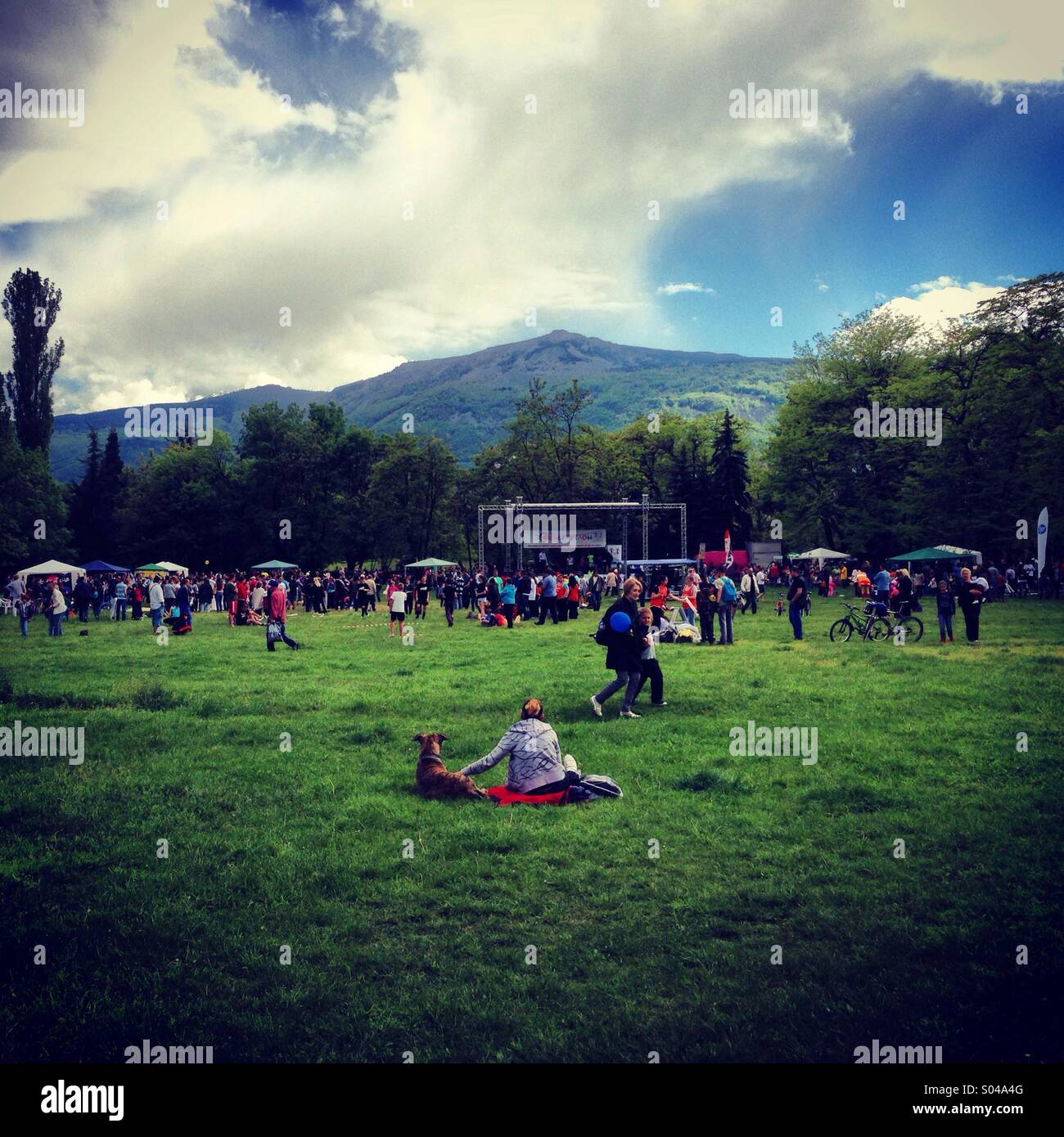 Sunday relax in South park, Sofia, Bulgaria - Smartphone Captured Stock Image