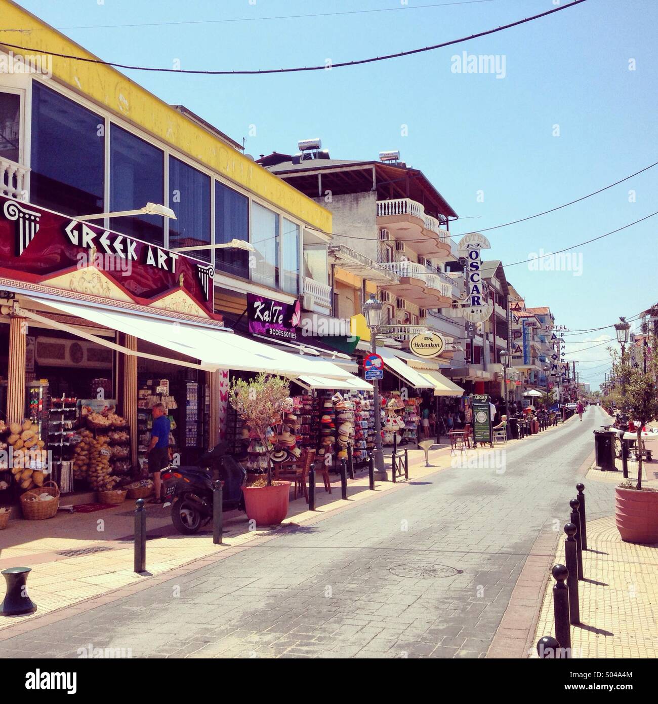 Paralia town , low season, Greece Stock Photo