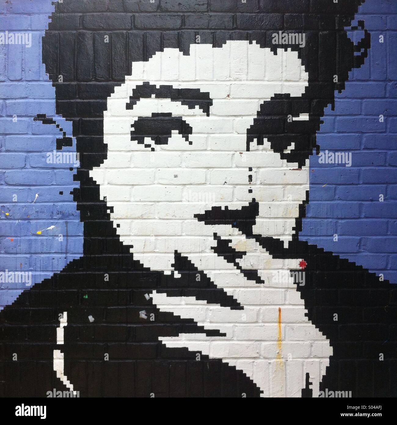 Graffiti portrait of a boy smoking - Smartphone Captured Stock Image