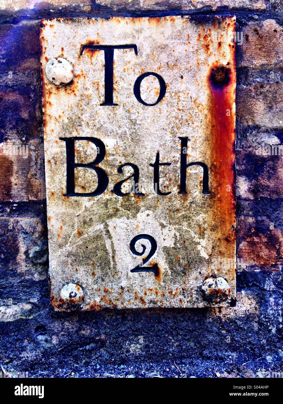To Bath sign antique - Smartphone Captured Stock Image