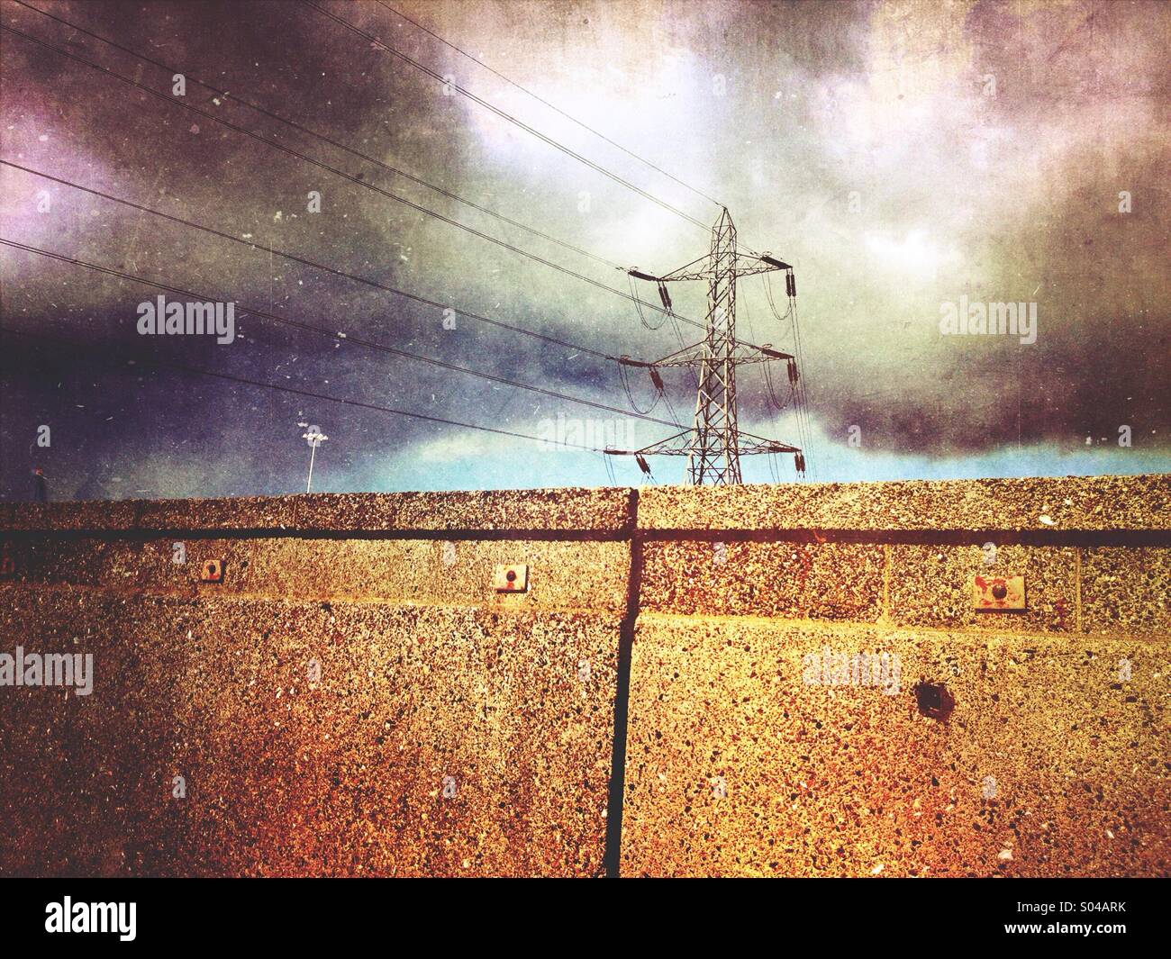 Electricity pylon and concrete structure - Smartphone Captured Stock Image
