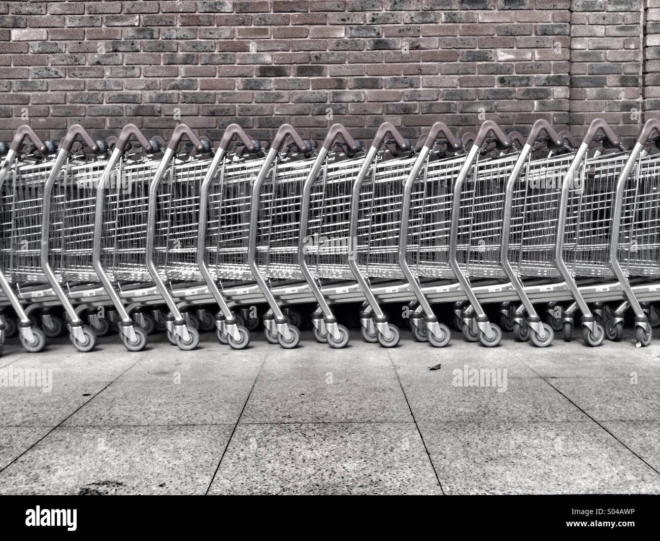 A line of shopping trollies. - Smartphone Captured Stock Image