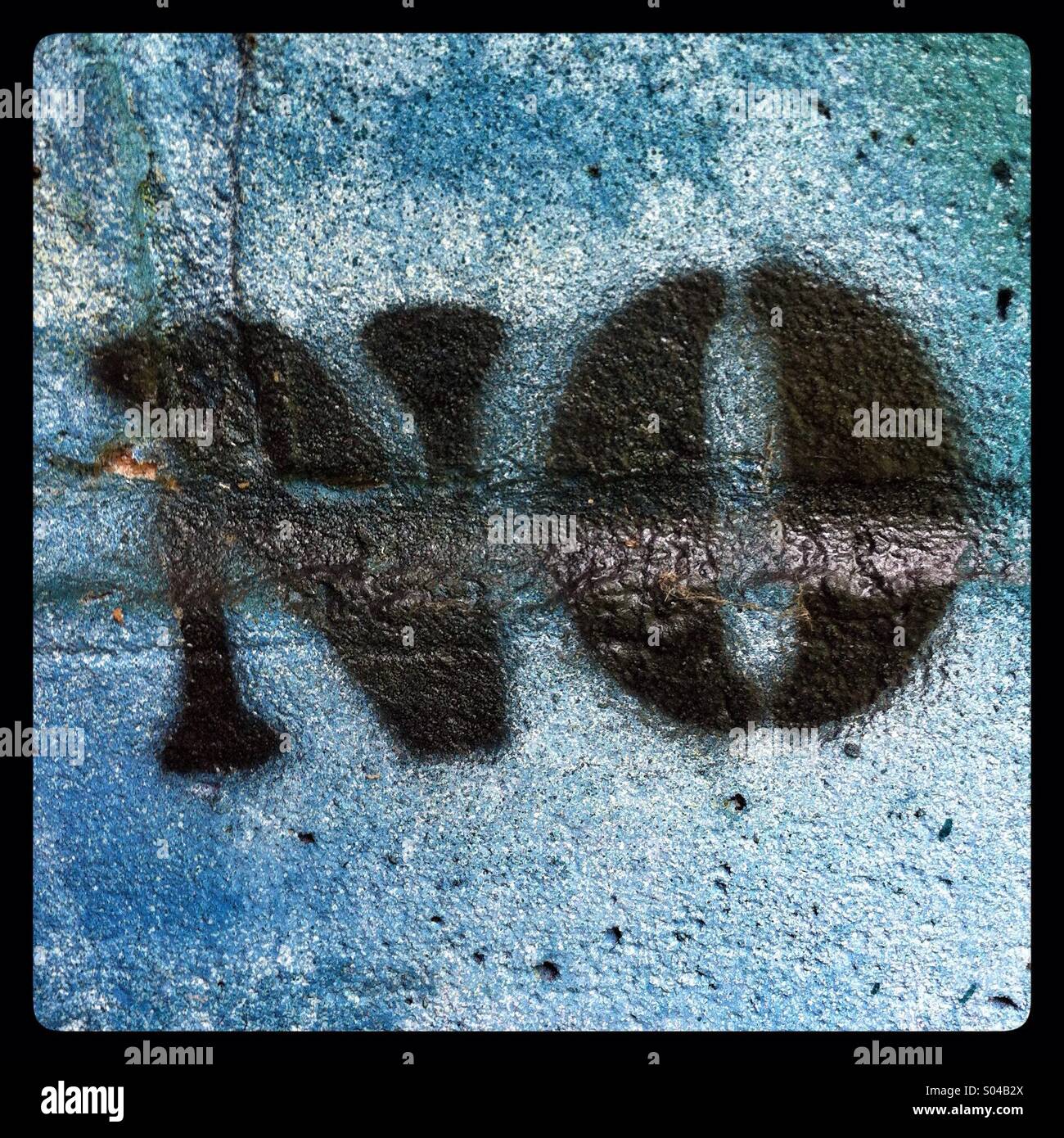 No spray painted on a brick wall - Smartphone Captured Stock Image