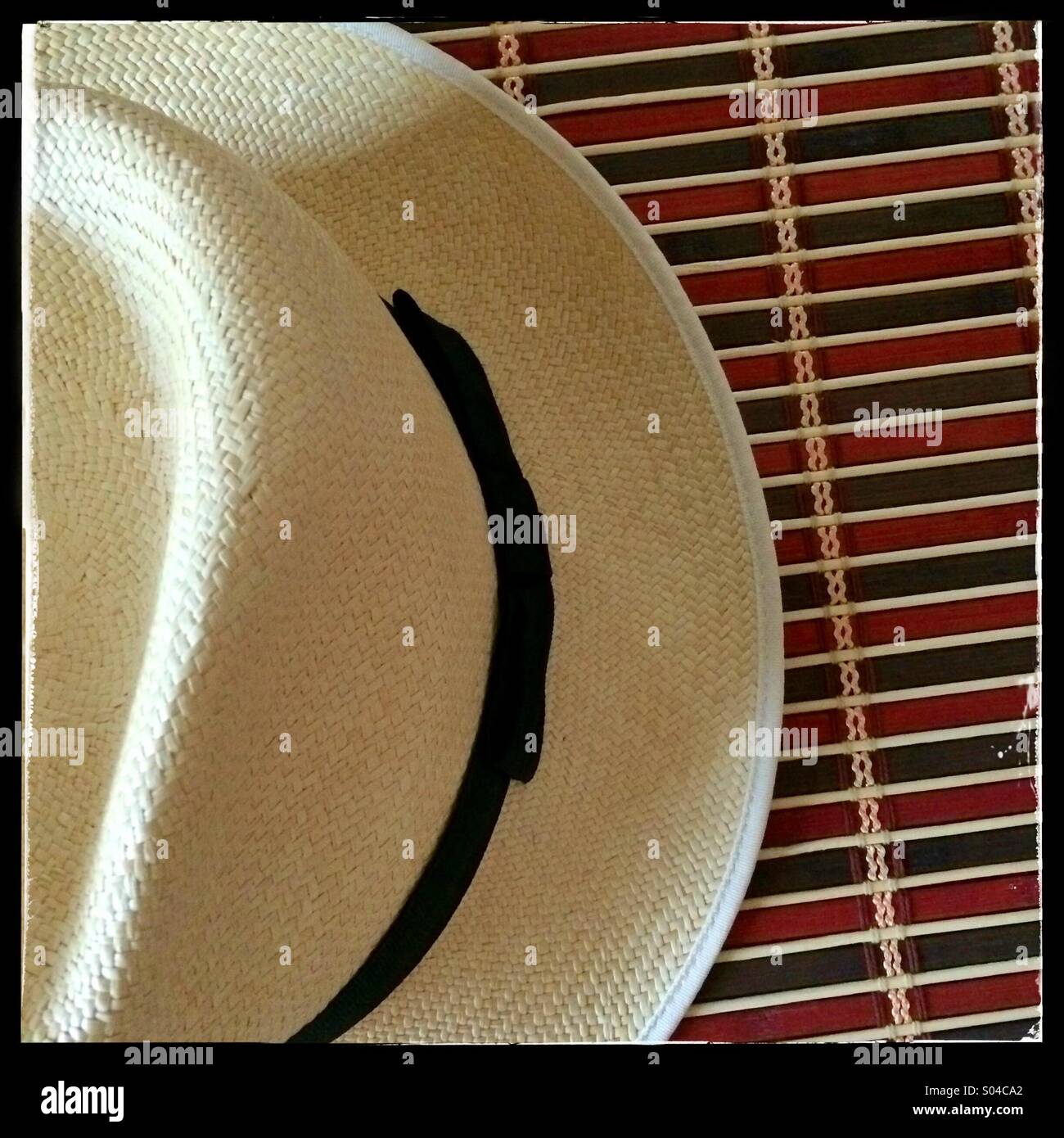 Panama hat on colourful background Stock Photo