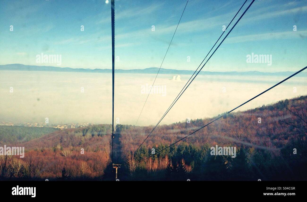 Mountains,city and Fog,Vitosha,Sofia,Bulgaria - Smartphone Captured Stock Image