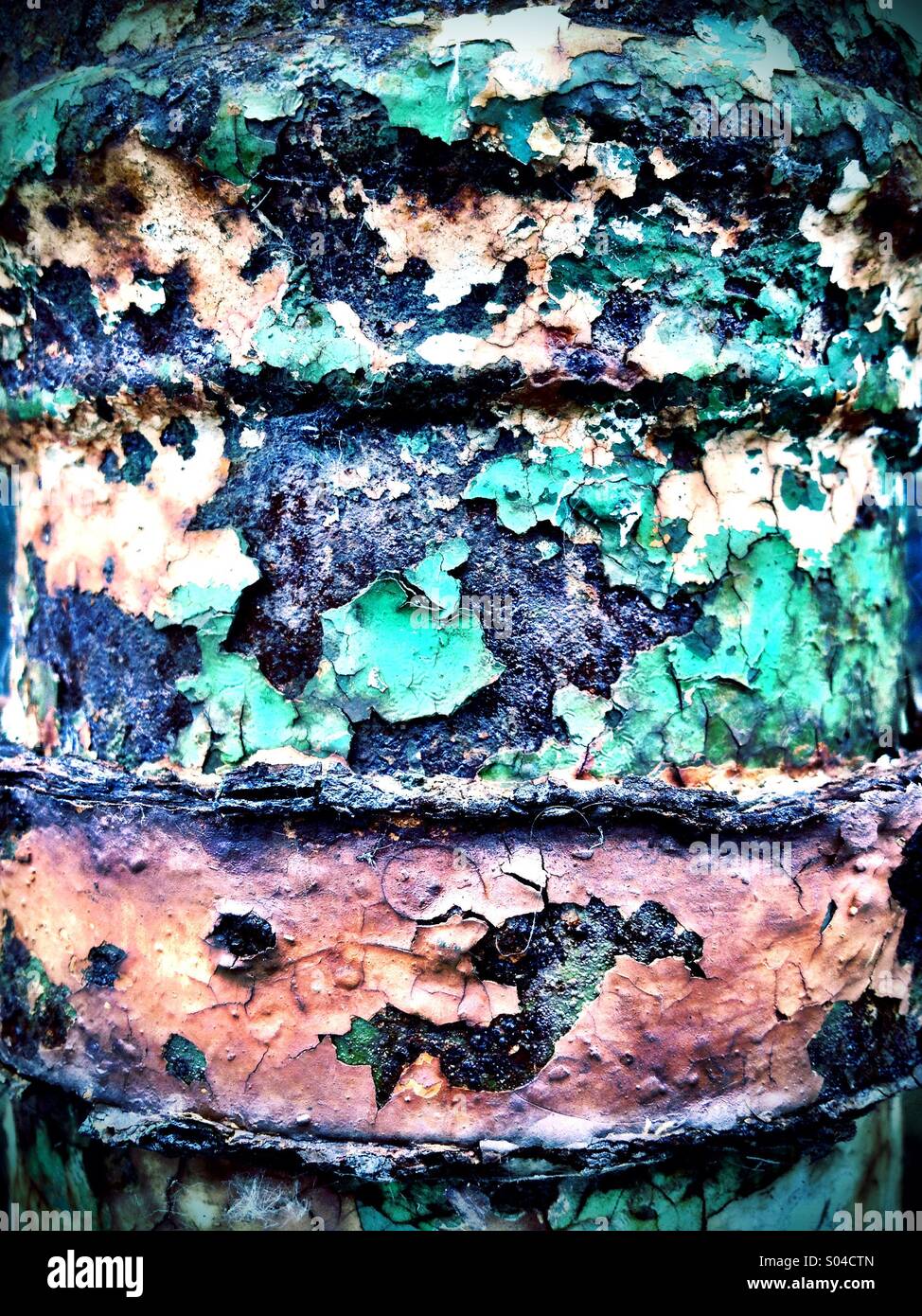 Flaking paint on old metal drainpipe - Smartphone Captured Stock Image