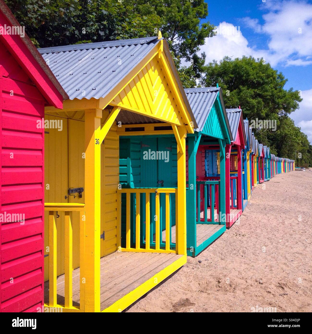 Beach huts, Llyn Peninsula, North, Wales, UK - Smartphone Captured Stock Image