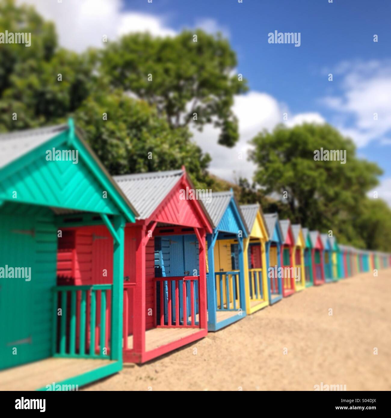 Beach huts, North Wales, UK - Smartphone Captured Stock Image