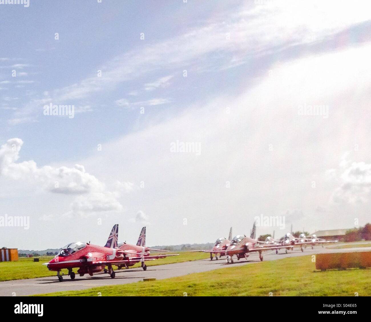 Red Arrows taxi for take off Stock Photo