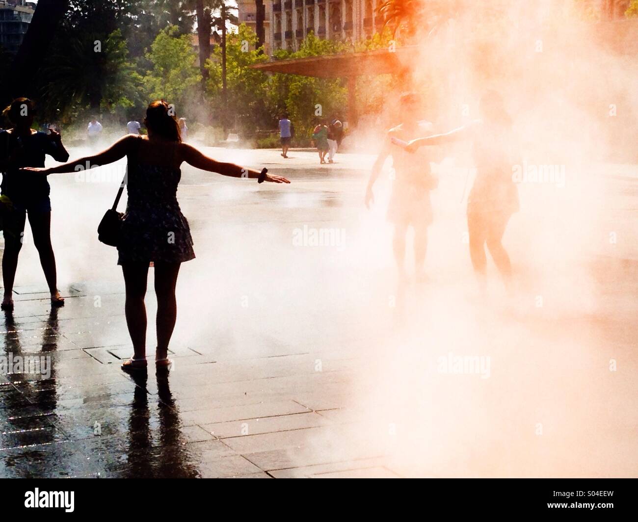 Posing in a fountain on a summer day - Smartphone Captured Stock Image