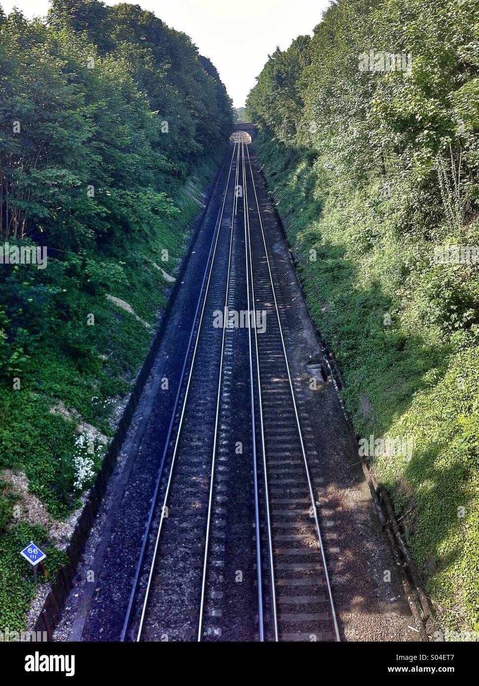 Railway tracks Winchester, Hampshire, England. - Smartphone Captured Stock Image