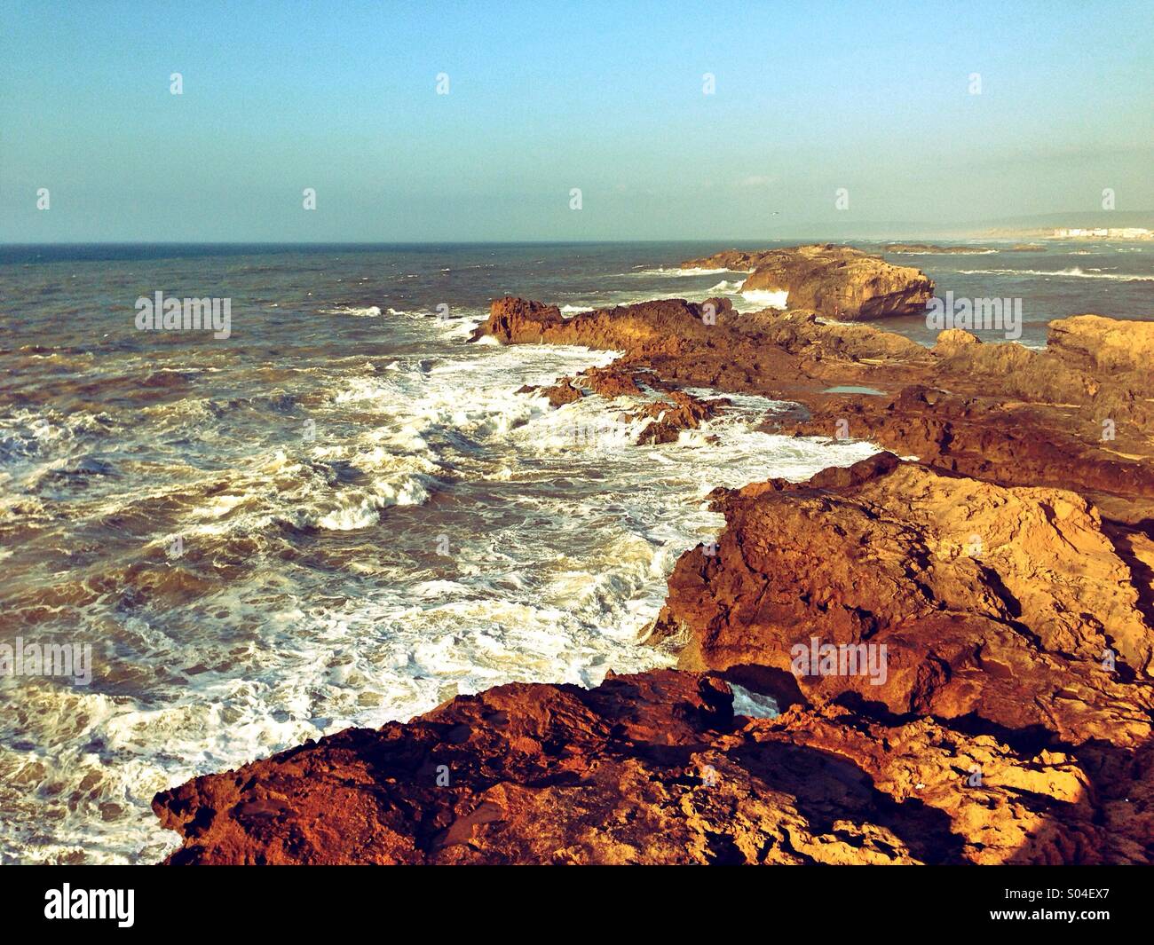 Ocean and rocks,Essaouira,Morroco - Smartphone Captured Stock Image