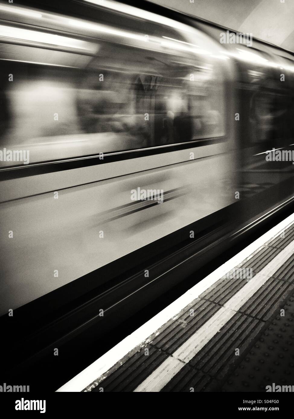 Speeding London Underground Tube train - Smartphone Captured Stock Image