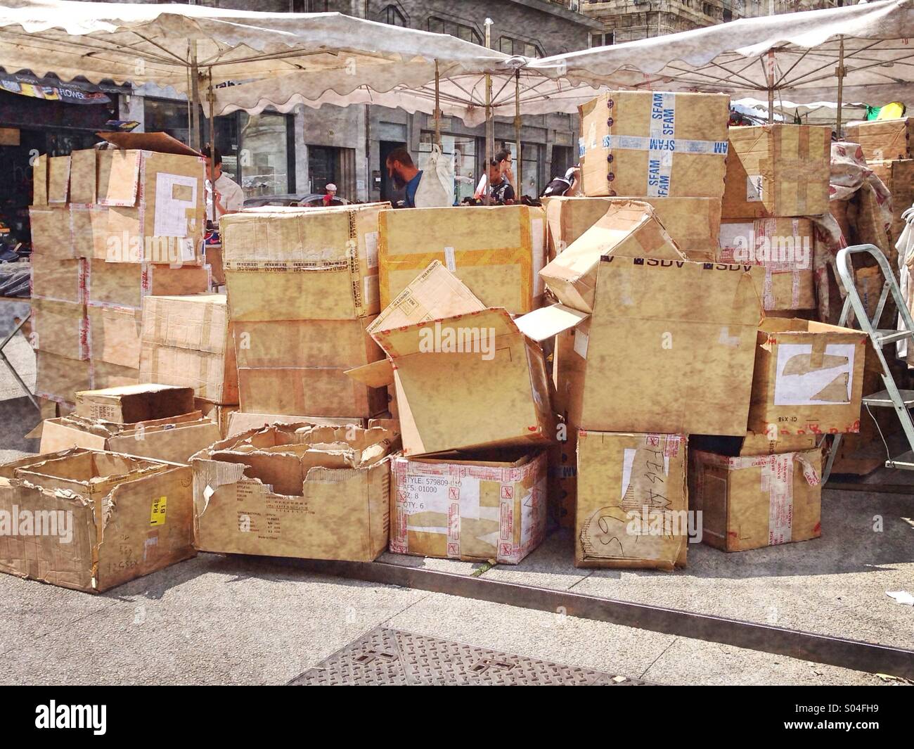Boxes in the street, square Dorian, Saint-Etienne,Loire,France - Smartphone Captured Stock Image