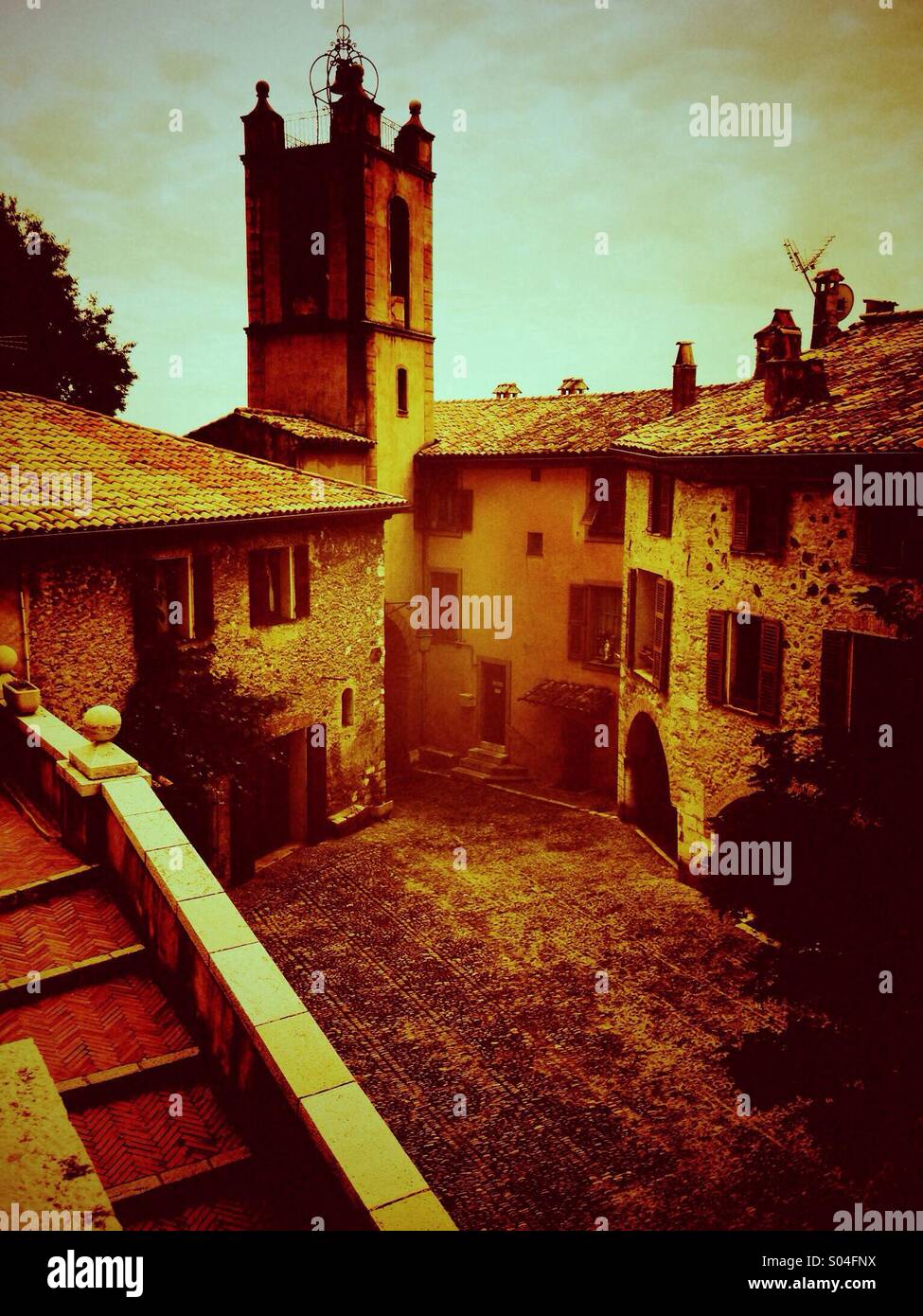 Village square in Provence - Smartphone Captured Stock Image