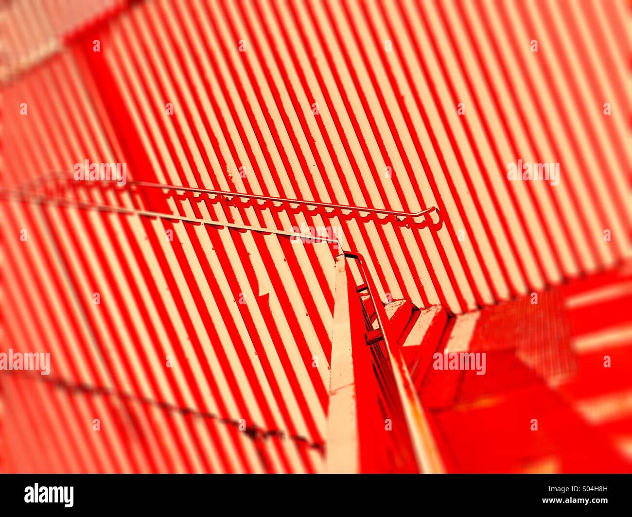 Red and white striped architecture - Smartphone Captured Stock Image