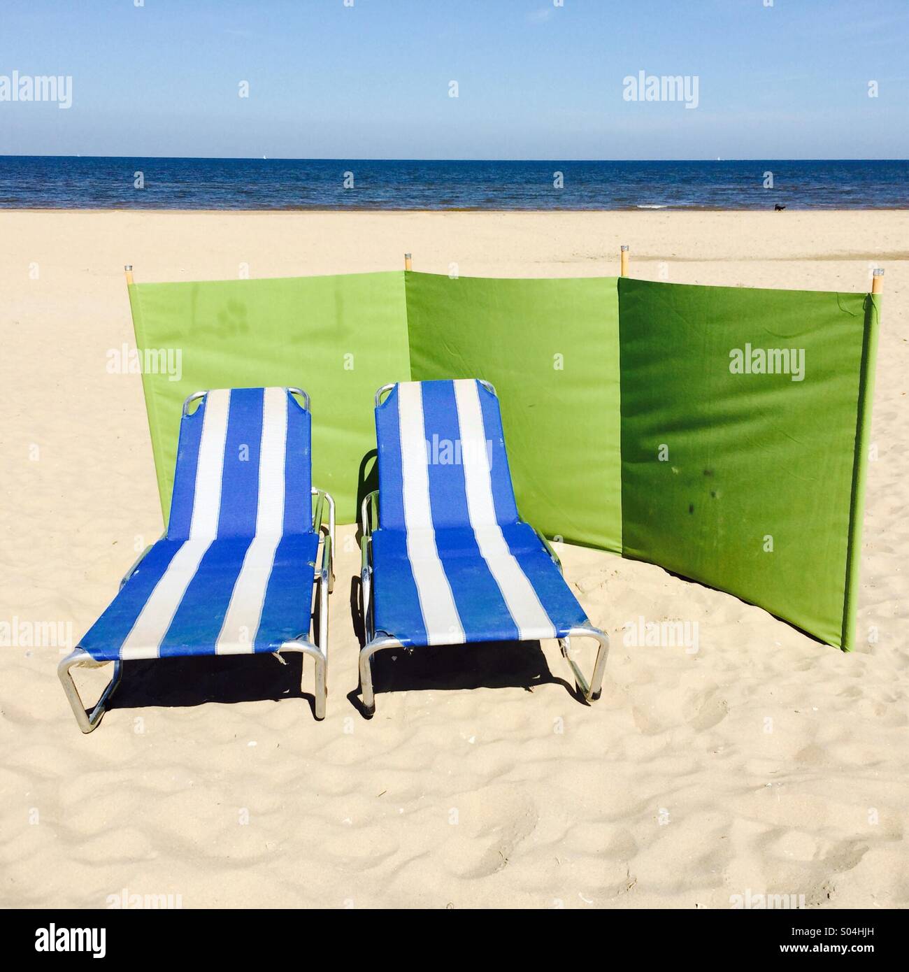 Deck chairs on the beach Stock Photo Alamy