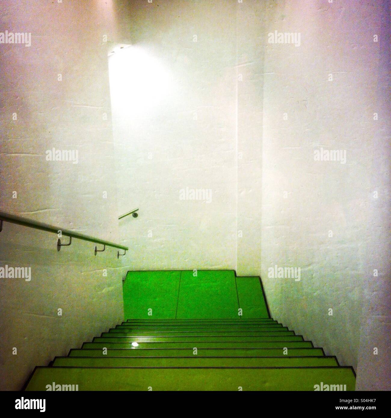 Empty green stairs. Stock Photo