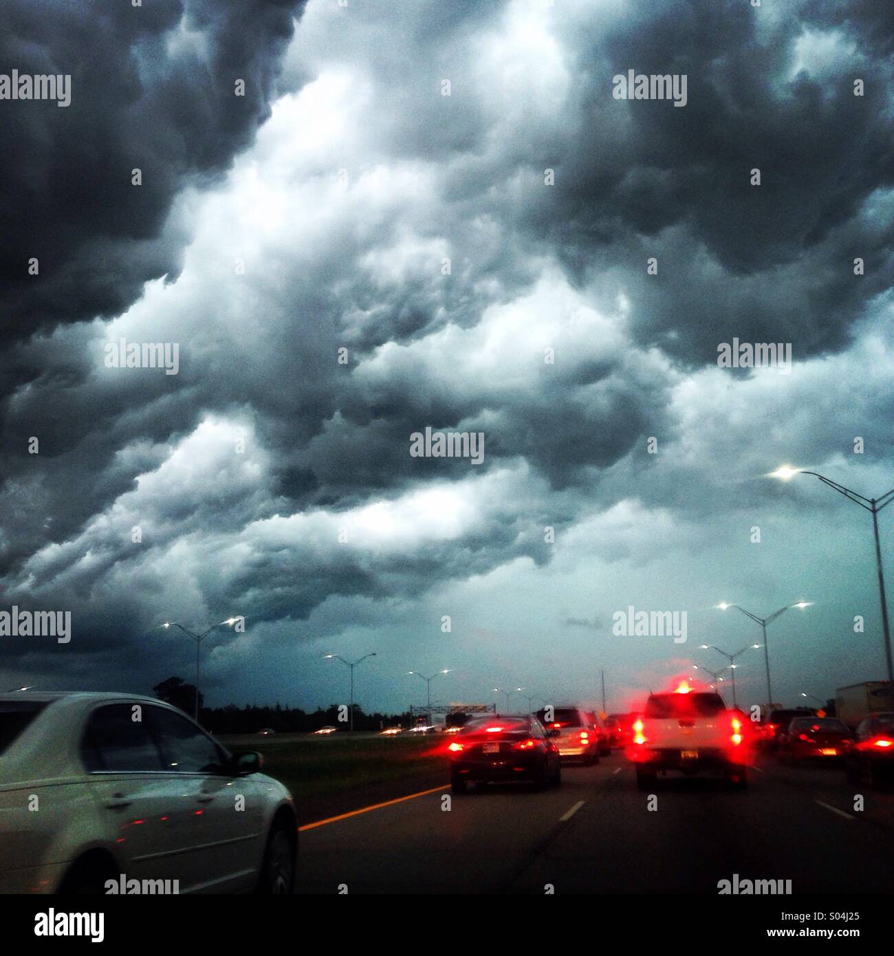 Storm over a freeway in the Mid West Stock Photo