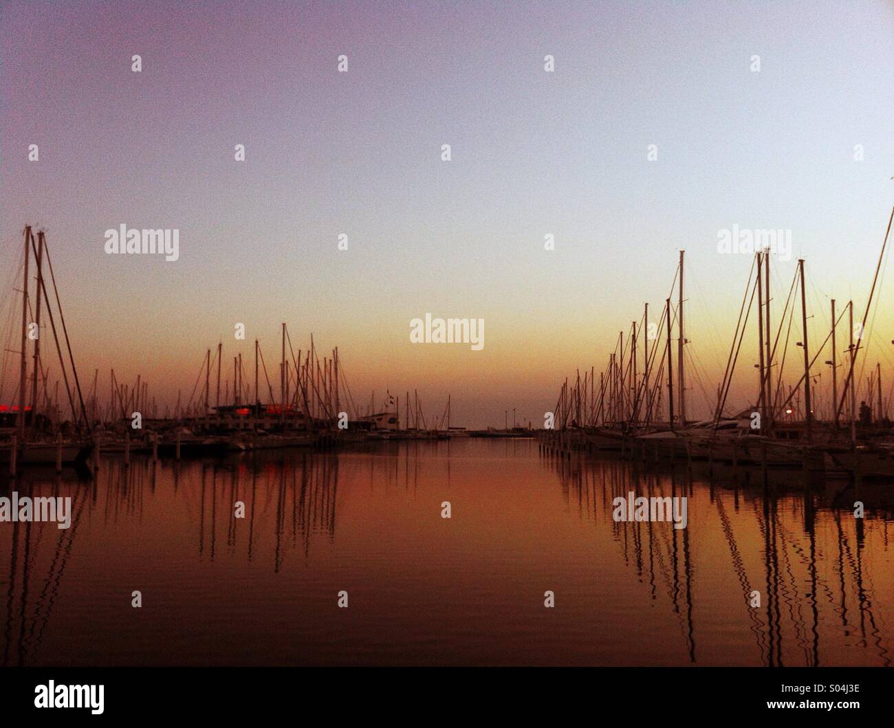 Romantic inspiring sunset, French riviera, La Grande Motte,Mediterranean sea,France - Smartphone Captured Stock Image