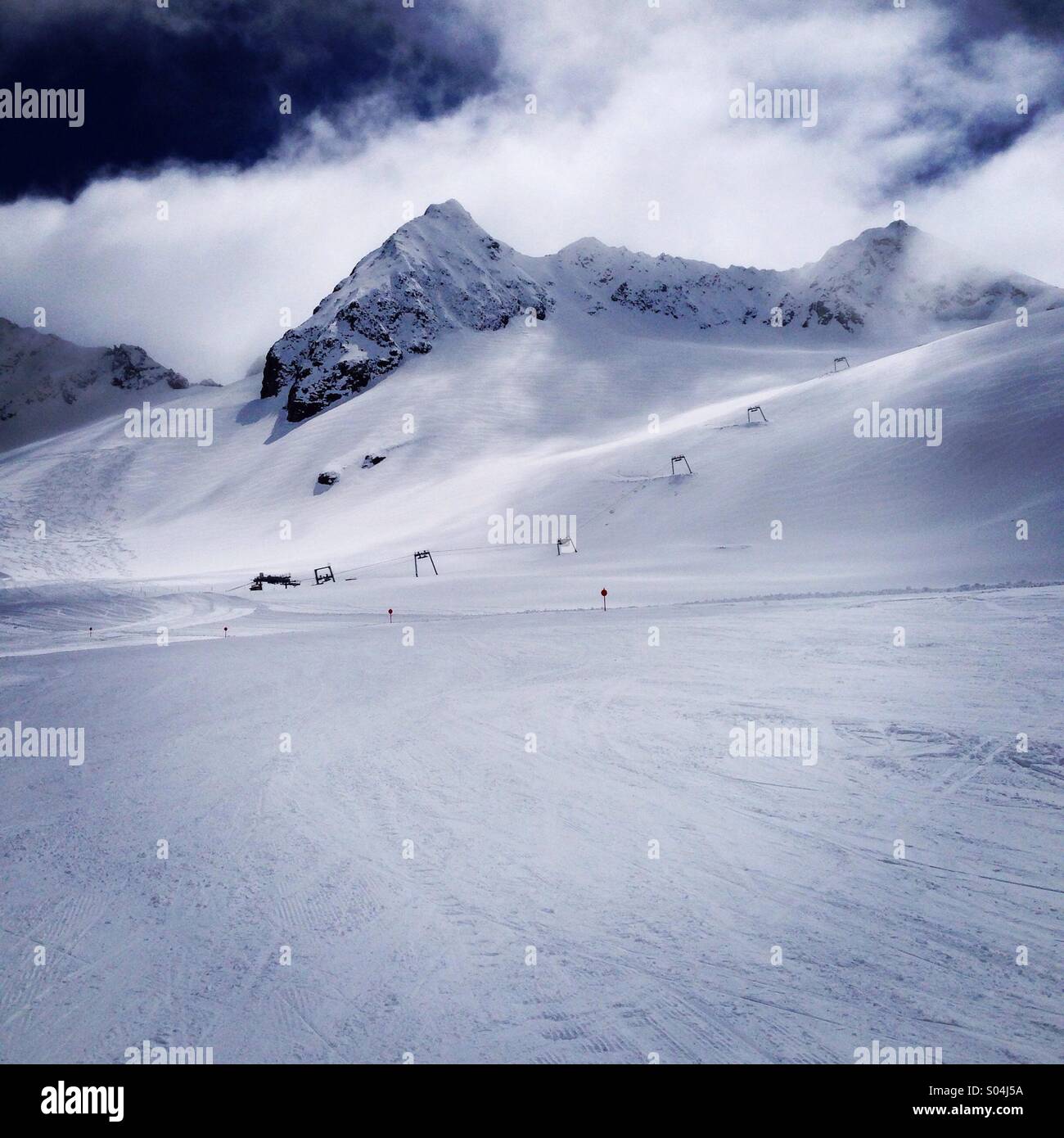 Glacier skiing in Stubai, Austria Stock Photo