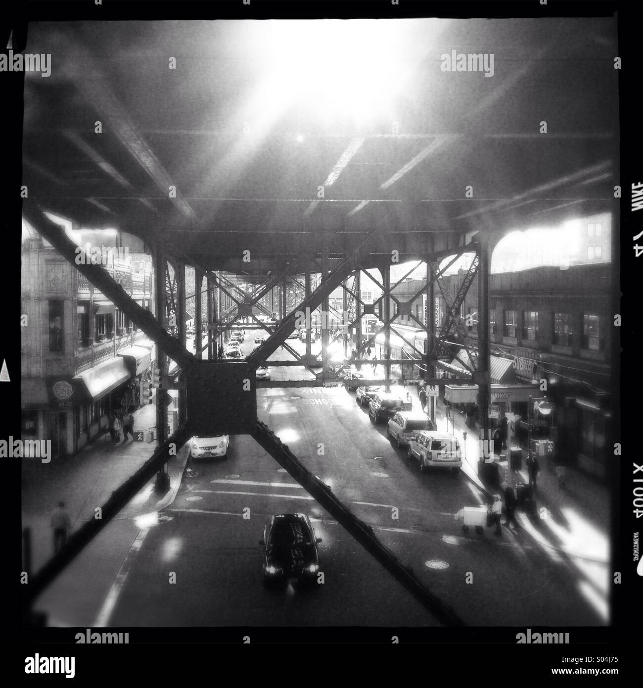 View under the subway lines in Woodside, Queens - Smartphone Captured Stock Image