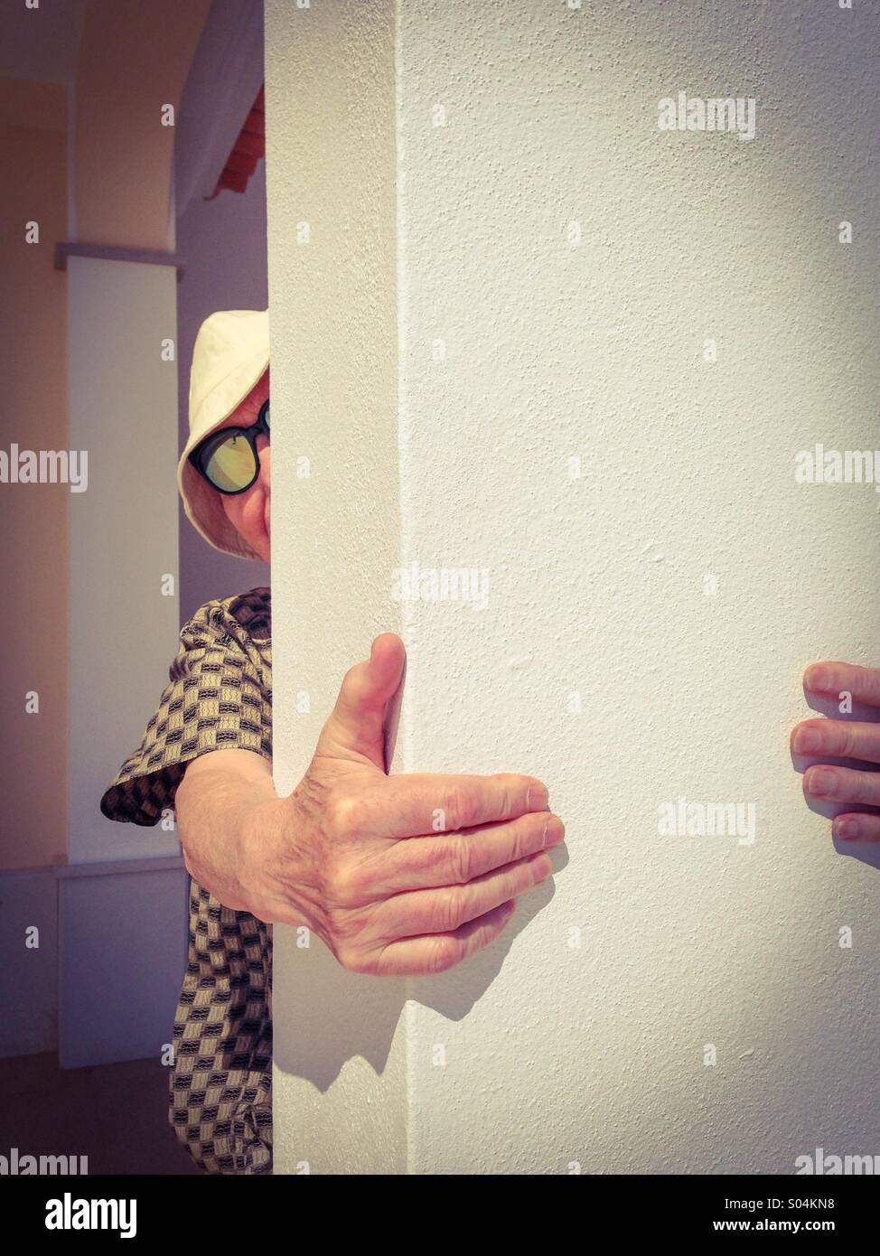 Hug a pillar! - Smartphone Captured Stock Image