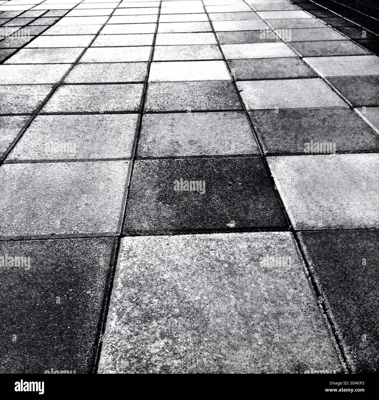 Squares receding in the distance, b/w - Smartphone Captured Stock Image