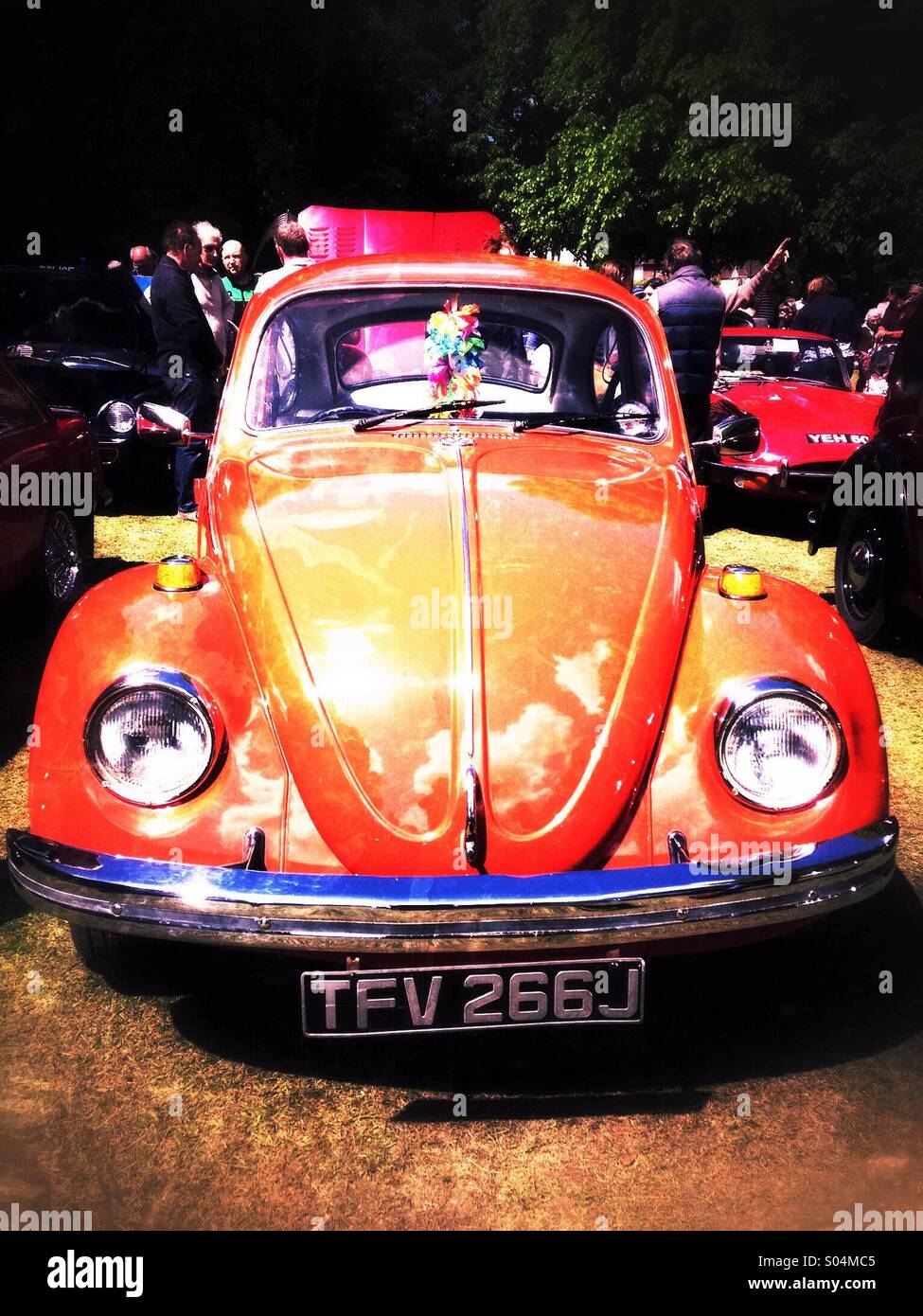 Orange Volkswagen beetle Stock Photo