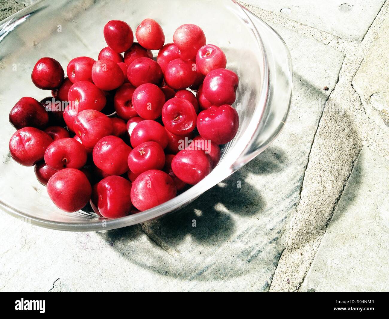 Bowl of cherries Stock Photo