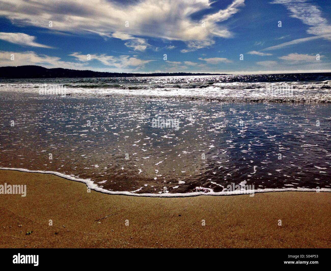 Gentle surf in Monterey Bay - Smartphone Captured Stock Image