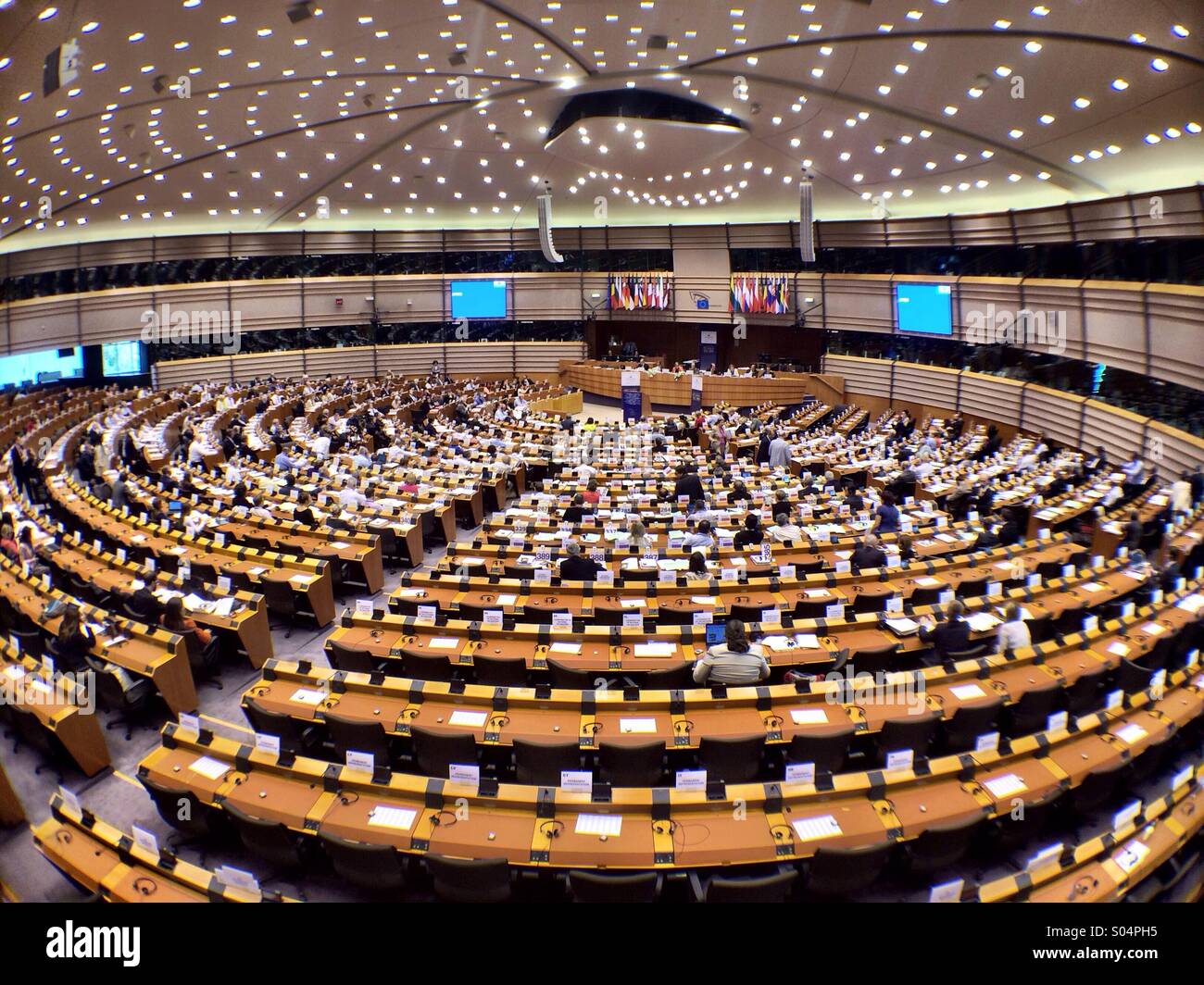 European Parliament chamber in Brussels Stock Photo