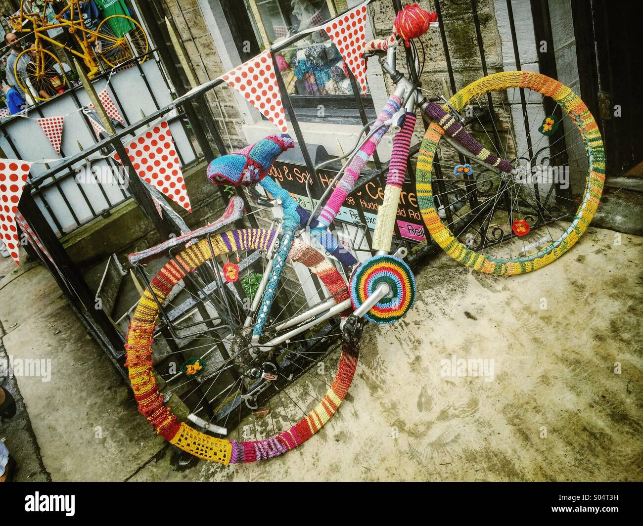 'Yarn bombing' Tour de France Stock Photo