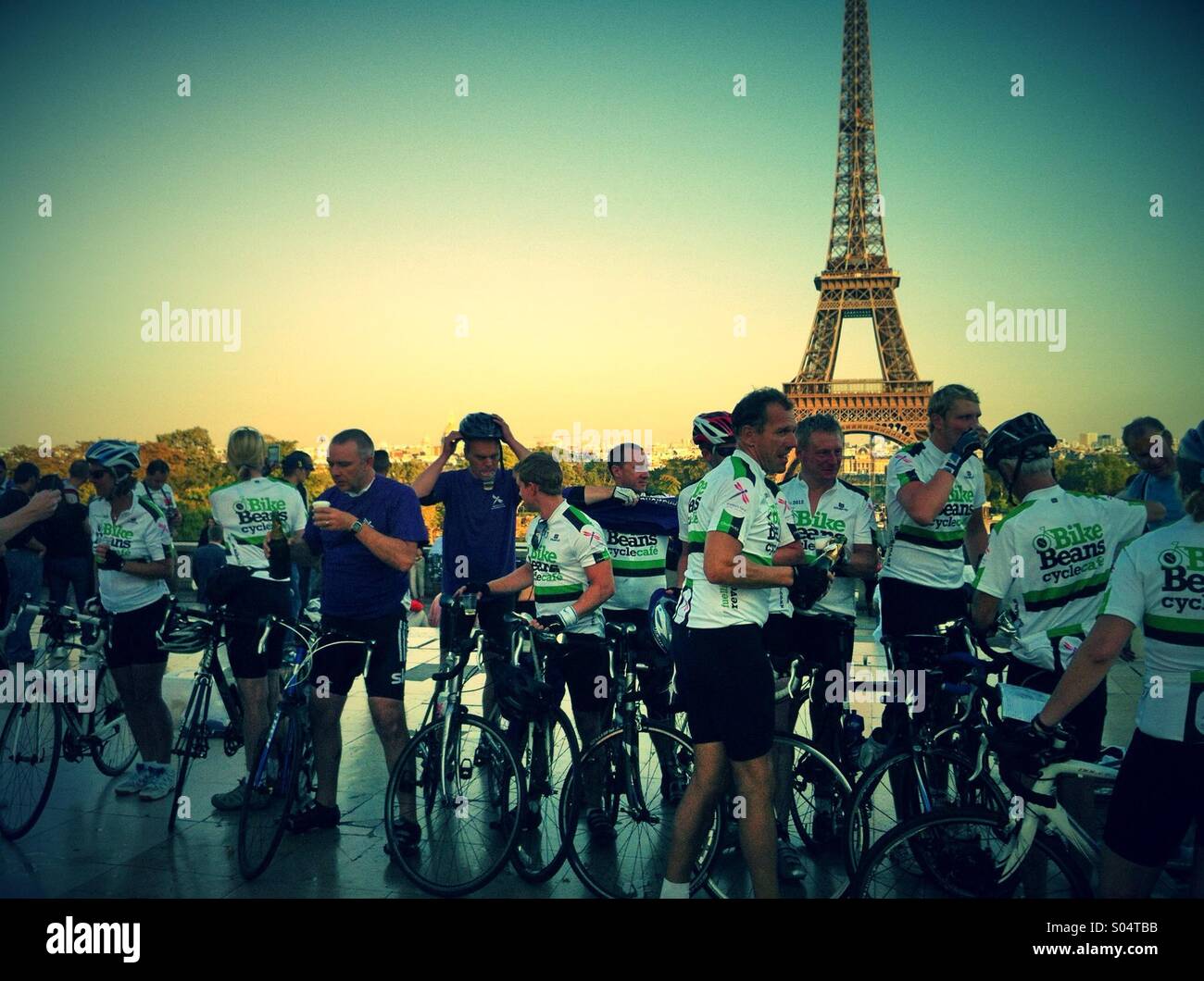 Athletes in front of principal attraction of Paris,France Stock Photo
